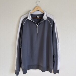 Footjoy Golf Pullover Quater Zip Men Size XL Grey and White